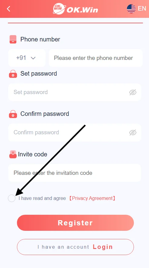 Accept the privacy agreement